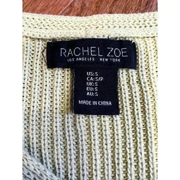 Rachel Zoe Long Sleeve Ribbed Chartreuse Pullover Sweater Size Small - Picture 3 of 6
